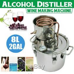 8L Alcohol Distiller Moonshine Copper Wine Maker Water Still Boiler Thermometer