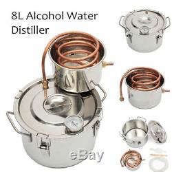 8L Copper Moonshine Ethanol Alcohol Water Distiller Still Stainless Boiler