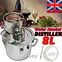 8L Moonshine Spirits Brewing Water Still Copper Distiller Alcohol Wine DIY Kit