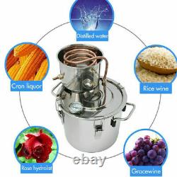 8L Moonshine Spirits Brewing Water Still Copper Distiller Alcohol Wine DIY Kit