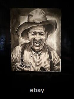 Acrylic Painting Of A Farmer. Moonshine in a jar. Brushed on canvas 16x20