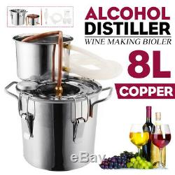Alcohol Distiller Moonshine Copper Wine Maker Water Still Boiler +Thermometer