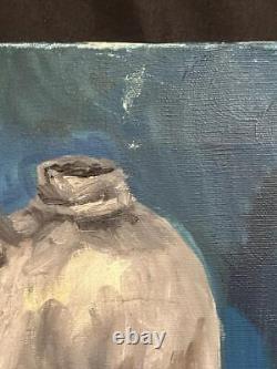 American Still Life Oil Painting Corn Squash Pottery Jugs Monshine Rita Ferrara