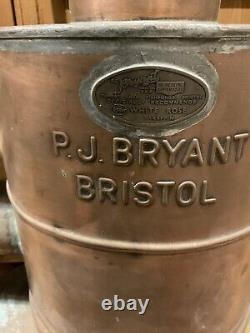 Antique 1920s Large Copper Moonshine Heater P J Bryant Of Bristol