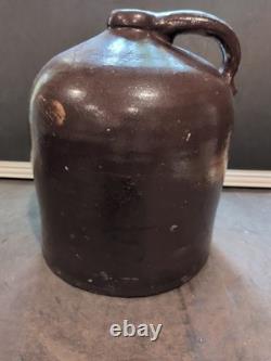 Antique 2-Gallon Whiskey Jug Brown Stoneware Beehive Crock Farmhouse Moonshine
