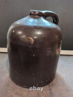 Antique 2-Gallon Whiskey Jug Brown Stoneware Beehive Crock Farmhouse Moonshine