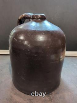 Antique 2-Gallon Whiskey Jug Brown Stoneware Beehive Crock Farmhouse Moonshine