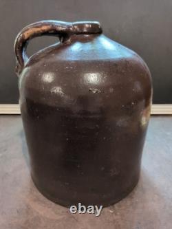 Antique 2-Gallon Whiskey Jug Brown Stoneware Beehive Crock Farmhouse Moonshine