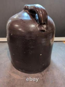 Antique 2-Gallon Whiskey Jug Brown Stoneware Beehive Crock Farmhouse Moonshine