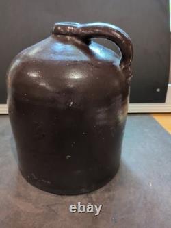 Antique 2-Gallon Whiskey Jug Brown Stoneware Beehive Crock Farmhouse Moonshine
