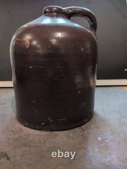 Antique 2-Gallon Whiskey Jug Brown Stoneware Beehive Crock Farmhouse Moonshine
