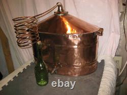 Antique Copper 7-8 Gallon OVAL Moonshine Still withCoil + Bottle- A MAN CAVE MUST