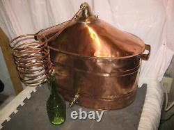 Antique Copper 7-8 Gallon OVAL Moonshine Still withCoil + Bottle- A MAN CAVE MUST