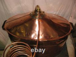 Antique Copper 7-8 Gallon OVAL Moonshine Still withCoil + Bottle- A MAN CAVE MUST