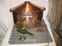 Antique Copper 7-8 Gallon OVAL Moonshine Still withCoil + Bottle- A MAN CAVE MUST