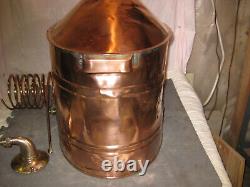 Antique Copper 7-8 Gallon OVAL Moonshine Still withCoil + Bottle- A MAN CAVE MUST