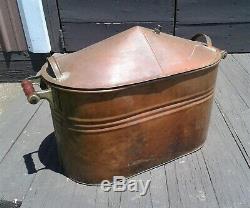 Antique Copper Boiler Moonshine Still with Tapered Dome Top Lid 1900s Era