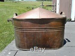 Antique Copper Boiler Moonshine Still with Tapered Dome Top Lid 1900s Era