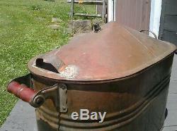 Antique Copper Boiler Moonshine Still with Tapered Dome Top Lid 1900s Era