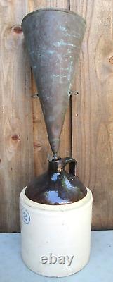 Antique Copper Moonshine Still Funnel Piece withSpigot Valve, Handles 17-1/2 x 8