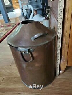 Antique Copper Prohibition Whiskey Moonshine Beer Still Bucket Stock Pot & LID