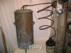 Antique EXTRA LARGE Copper Moonshine Still withCoil Moonshine Jug-A MAN CAVE MUST