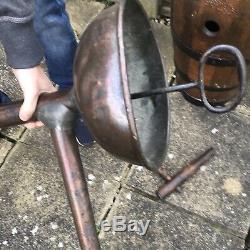 Antique Oak Whiskey Barrel 1835 Bourbon Makers + Copper Still Pipe Moonshine