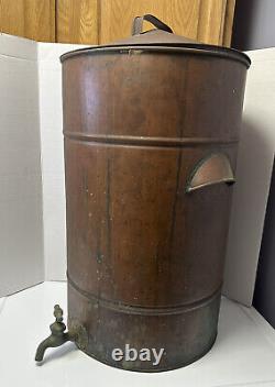 Antique Primitive Copper Moonshine Whiskey Still Water Cooler Boiler Spigot