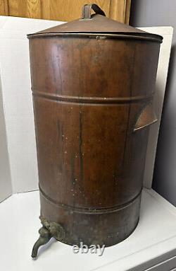 Antique Primitive Copper Moonshine Whiskey Still Water Cooler Boiler Spigot