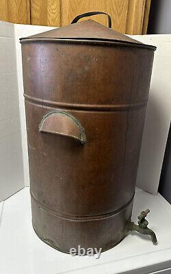 Antique Primitive Copper Moonshine Whiskey Still Water Cooler Boiler Spigot