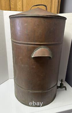 Antique Primitive Copper Moonshine Whiskey Still Water Cooler Boiler Spigot