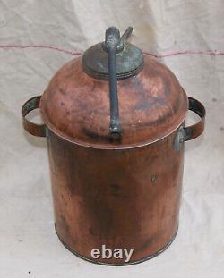 Antique Primitive Moonshine Still Thumper with Handles, Threaded Lid and Spout