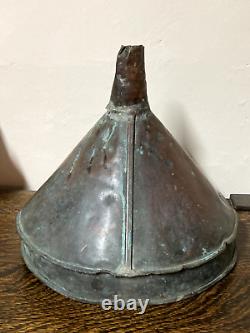 Antique Primitive Soldered Copper Moonshine Whiskey Still Funnel 13 Diameter