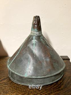 Antique Primitive Soldered Copper Moonshine Whiskey Still Funnel 13 Diameter