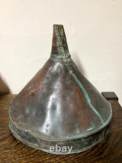 Antique Primitive Soldered Copper Moonshine Whiskey Still Funnel 13 Diameter