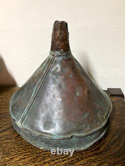 Antique Primitive Soldered Copper Moonshine Whiskey Still Funnel 13 Diameter