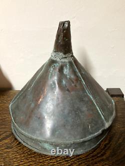 Antique Primitive Soldered Copper Moonshine Whiskey Still Funnel 13 Diameter