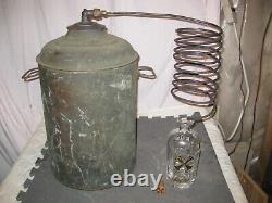 Antique RARE Copper Moonshine Still withCoil + Moonshine Bottle-A MAN CAVE MUST