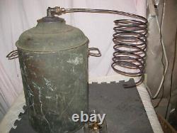 Antique RARE Copper Moonshine Still withCoil + Moonshine Bottle-A MAN CAVE MUST