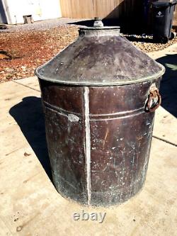 Antique Used Vintage Copper Moonshine Still Pot Boiler Threaded Top Great Patina