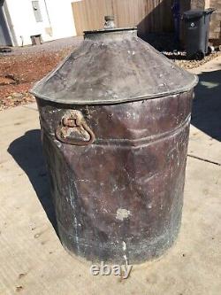 Antique Used Vintage Copper Moonshine Still Pot Boiler Threaded Top Great Patina