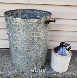 Antique Vintage Copper Moonshine Still Distiller Pot & Old Stoneware Whiskey Jug