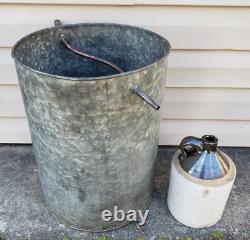 Antique Vintage Copper Moonshine Still Distiller Pot & Old Stoneware Whiskey Jug