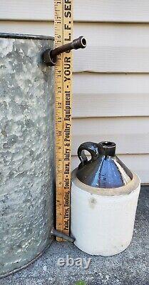 Antique Vintage Copper Moonshine Still Distiller Pot & Old Stoneware Whiskey Jug