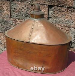 Antique Vintage Copper Moonshine Still Distilling Pot Boiler Brass Threaded Top