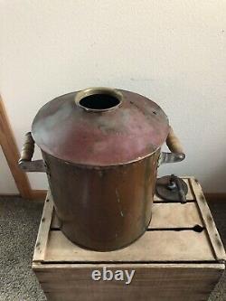 Antique Vintage Copper Moonshine Still Pot Boiler Threaded Top 5 Gallons