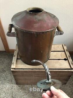 Antique Vintage Copper Moonshine Still Pot. Threaded Top 5 Gallons. NO LEAKS