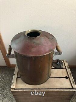 Antique Vintage Copper Moonshine Still Pot. Threaded Top 5 Gallons. NO LEAKS