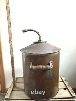 Antique Vintage Copper Moonshine Still Pot. Threaded Top 5 Gallons. NO LEAKS