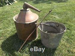 Antique Vintage Copper Moonshine Whiskey Still, Coil, Bucket